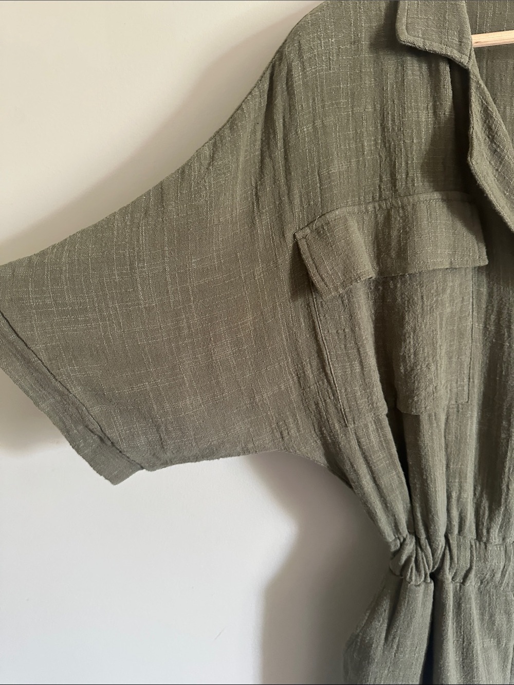 Olive Green Utility Button Front Romper Short Sleeve Casual Jumpsuit - Picture 11 of 12